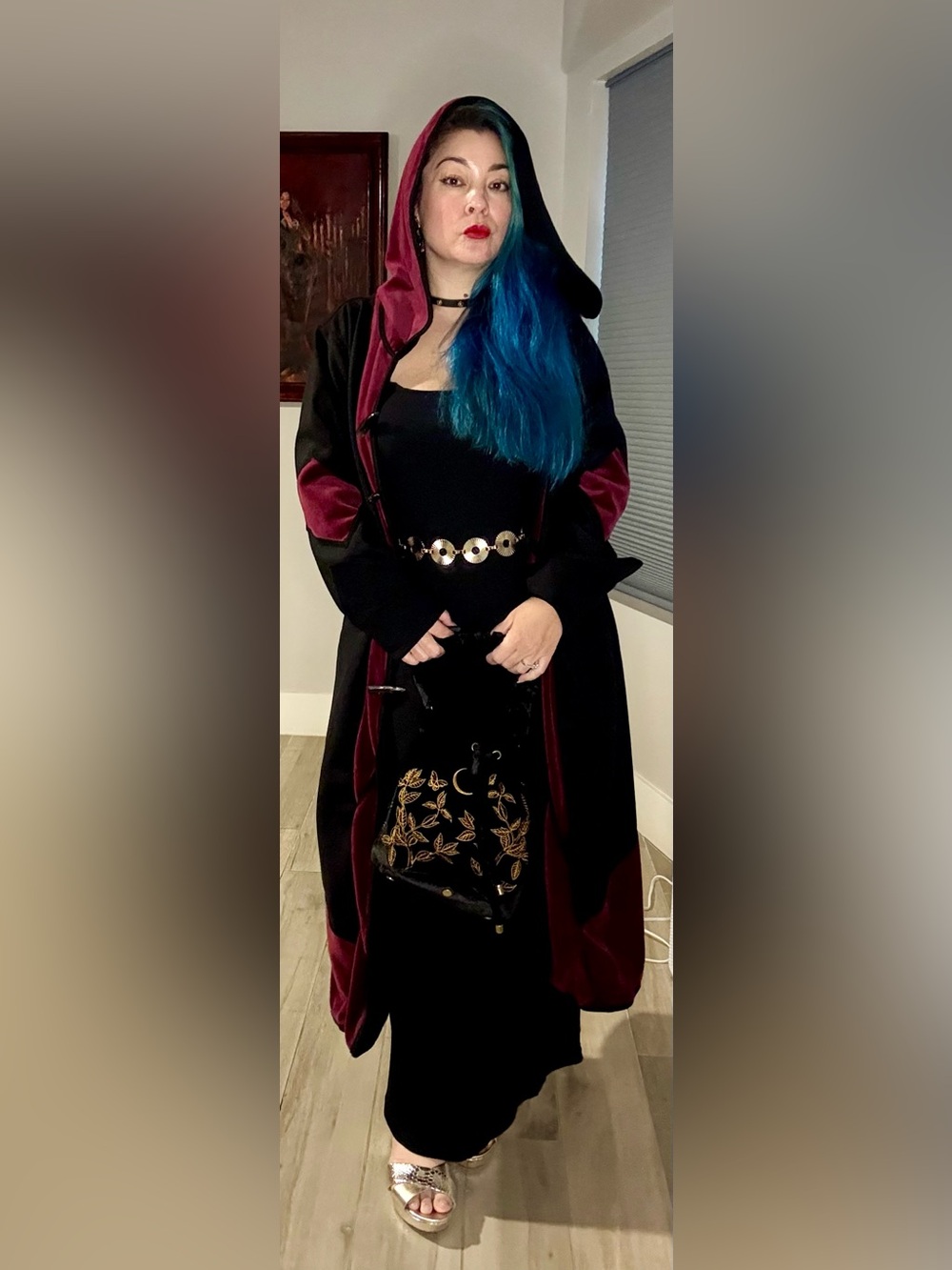 Sorcerer’s Coat in Black and Burgundy